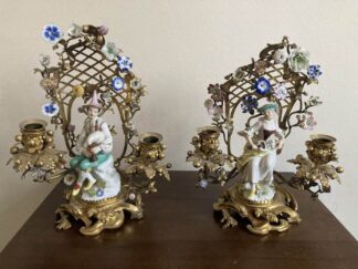 Meissen Pair of Ormolu seated Musicians