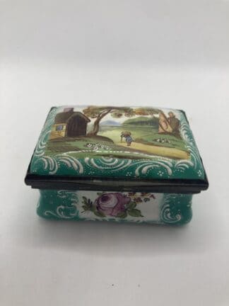 Antique Enamel Snuff Box - Rustic Farm Cottage