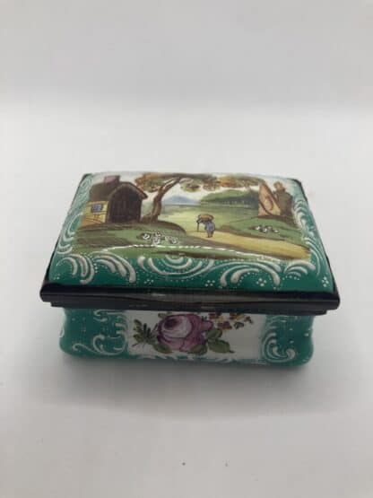 Antique Enamel Snuff Box - Rustic Farm Cottage
