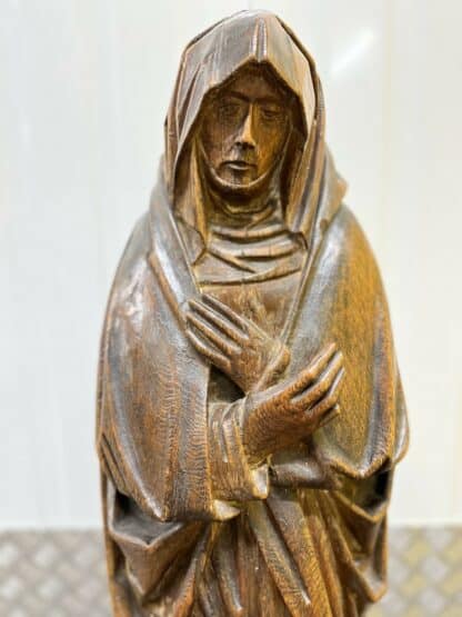 Antique Oak Sculpture - The Grief of Mary - Image 2