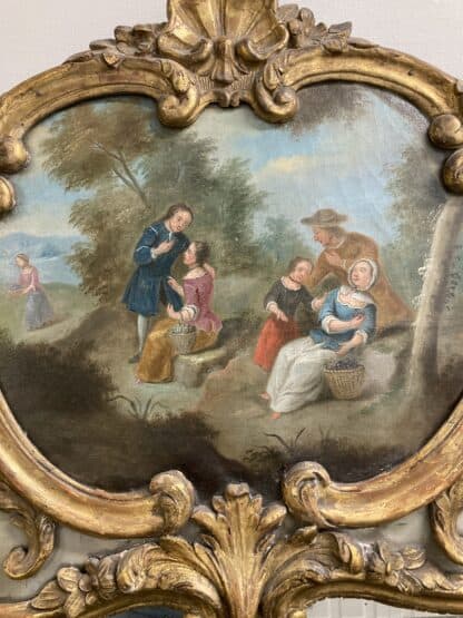 18th Century French Painted and Parcel-Gilt Trumeau Mirror - Image 4